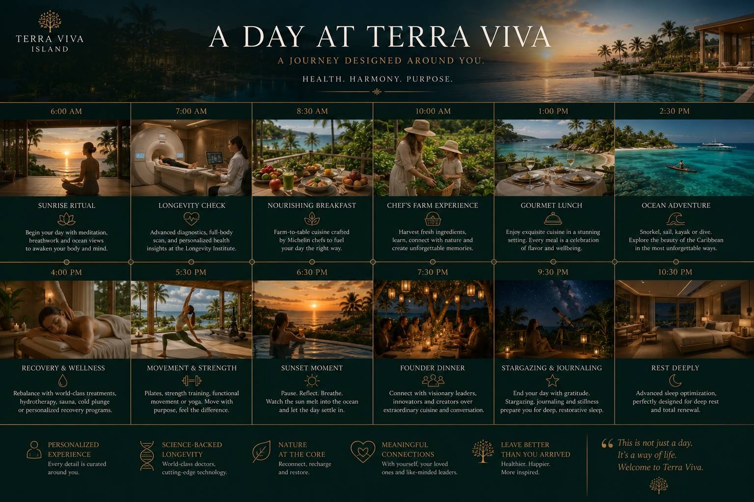 A day at Terra Viva — a journey designed around you, from sunrise ritual to deep rest